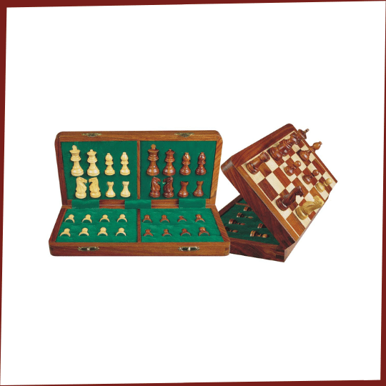 Jeu D'échecs De Voyage Pliable En Bois 21x21 Cm - Pièces Incluses, Neuf, ZE019