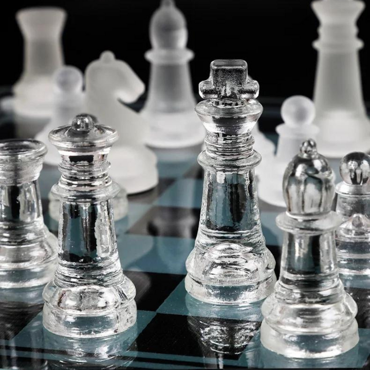 Crystal Chess Pieces with Chessboard | Glass Chess Set