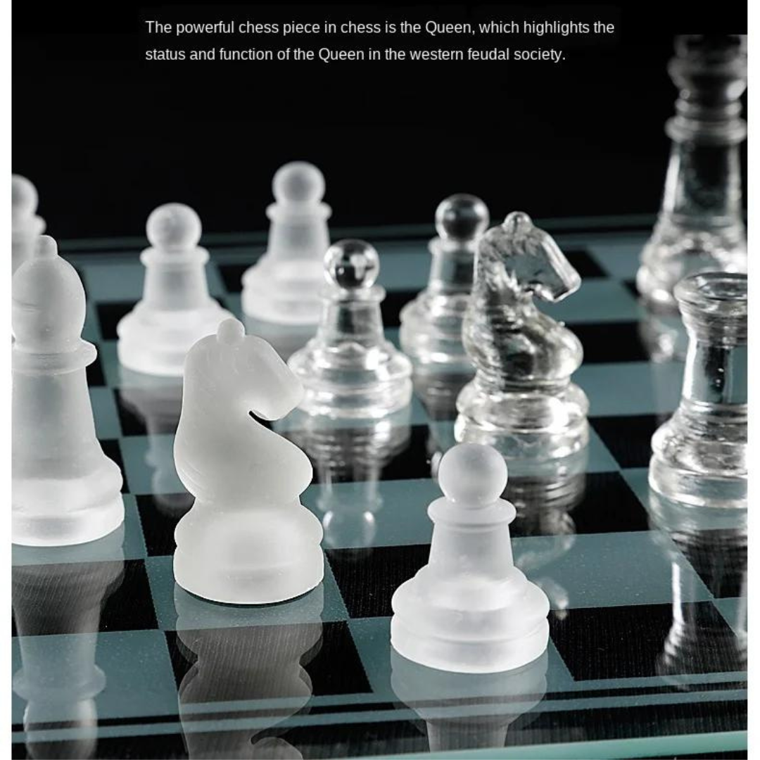 Crystal Chess Pieces with Chessboard | Glass Chess Set
