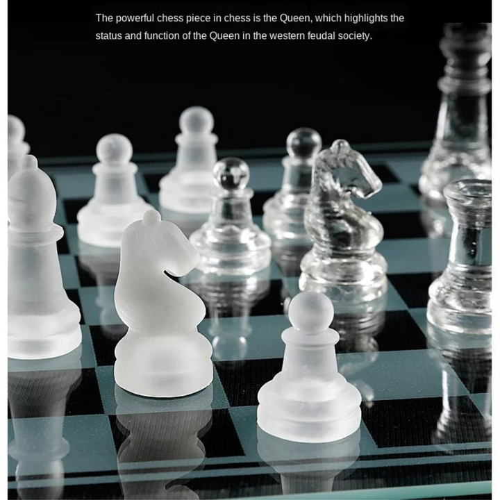 Crystal Chess Pieces with Chessboard | Glass Chess Set