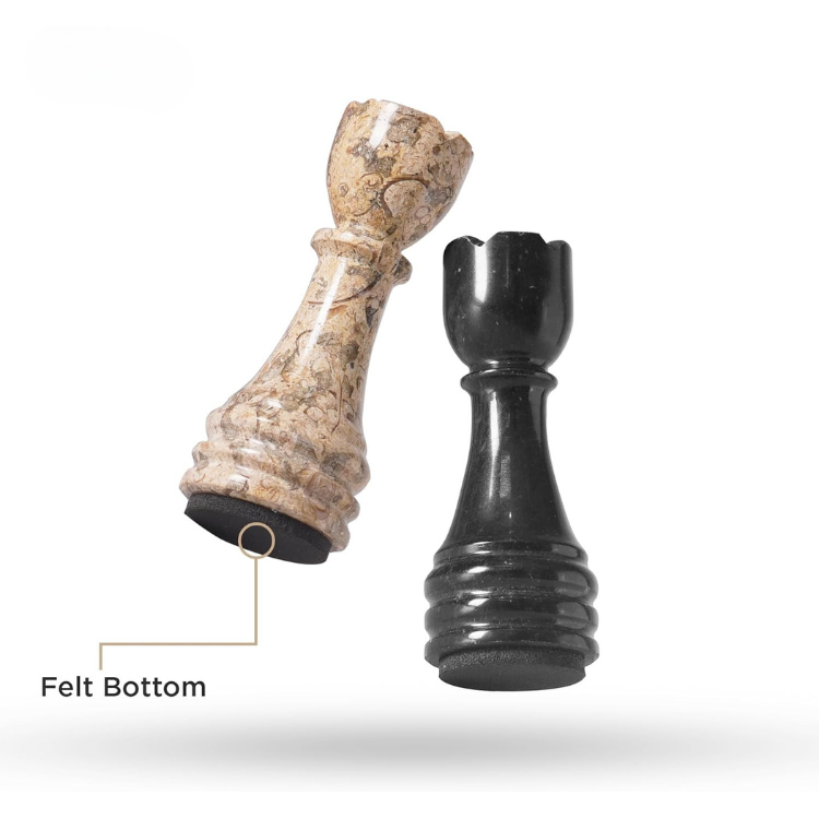 Marble Chess Pieces Coral and Black 3.5 Inch