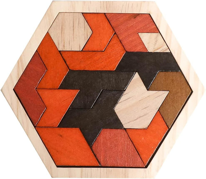 Wooden Hexagon Puzzle for Kids Brain Teaser Blocks Puzzles Games