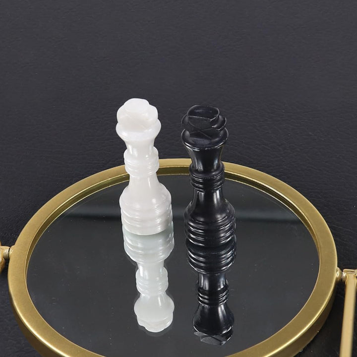 Handmade Marble Chess Set - 12" Board, 34 Hand-Polished Pieces, Storage Box