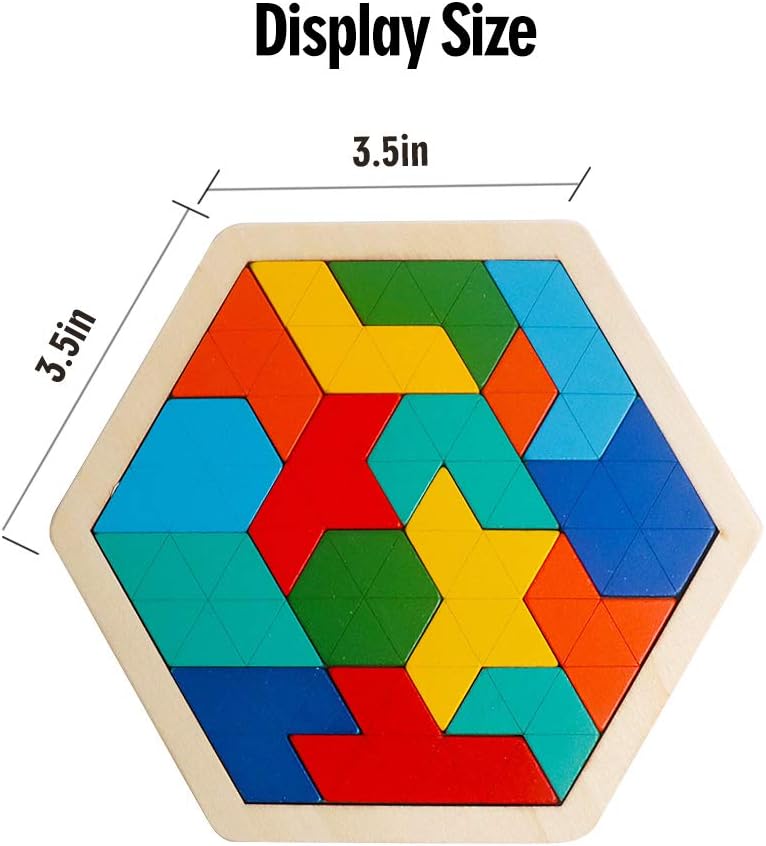 Wooden Hexagon Puzzle for Kids Brain Teaser Blocks Puzzles Games