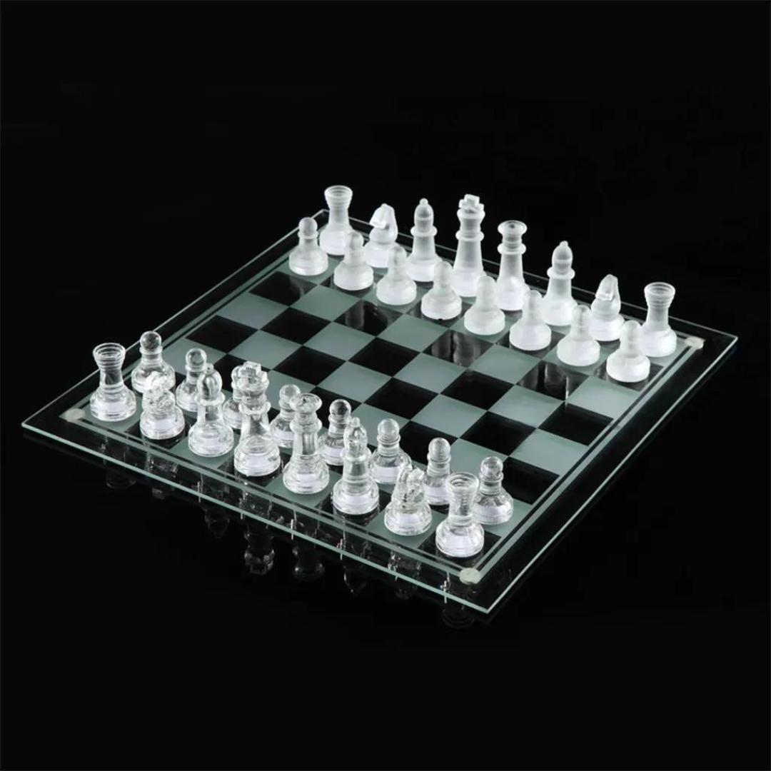 Crystal Chess Pieces with Chessboard | Glass Chess Set