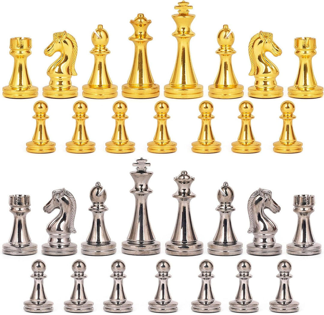 Metal Chess Set Portable Folding Travel Chess Set with Storage