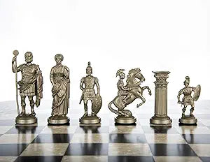Plastic Chess Pieces Roman design 3 3/4", 9,6 cm Black & Gold - Weighted, Felted