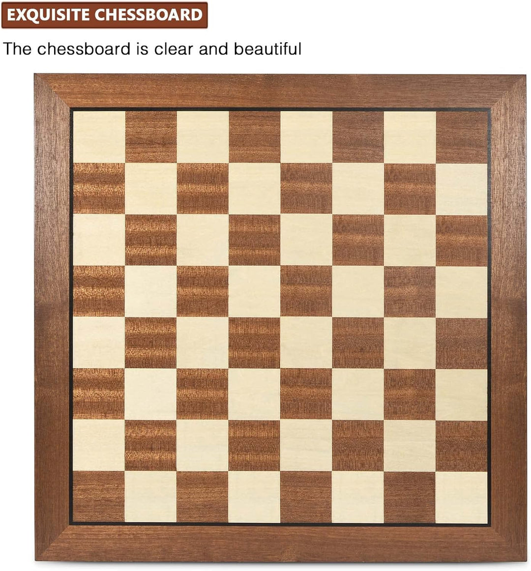 15'' x 15'' Wooden Chess Board No Pieces, Professional Tournament Chessboard Only