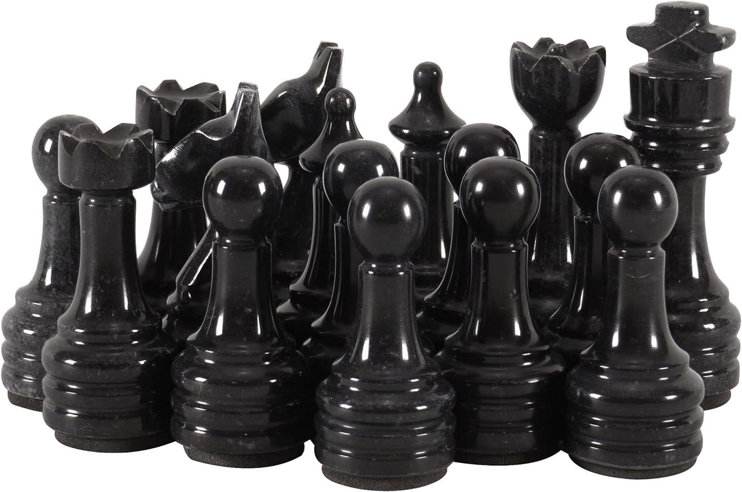 Marble Chess Pieces Black and Coral 3.5 Inch