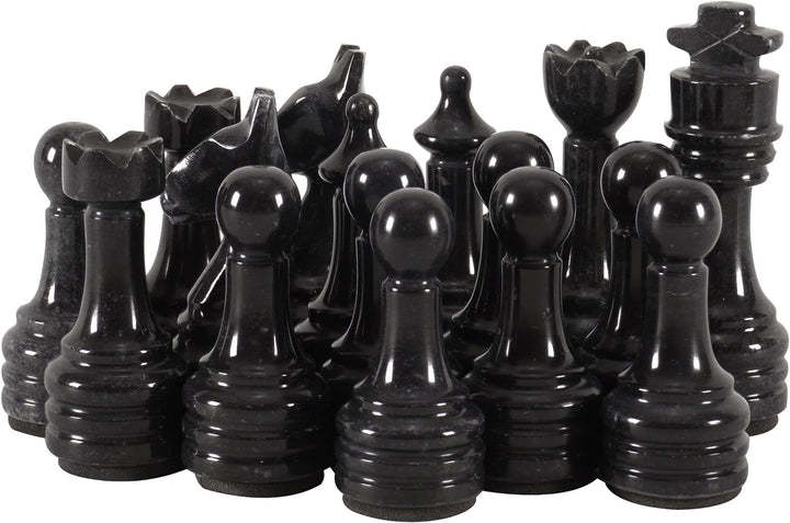 Marble Chess Pieces Black and Coral 3.5 Inch