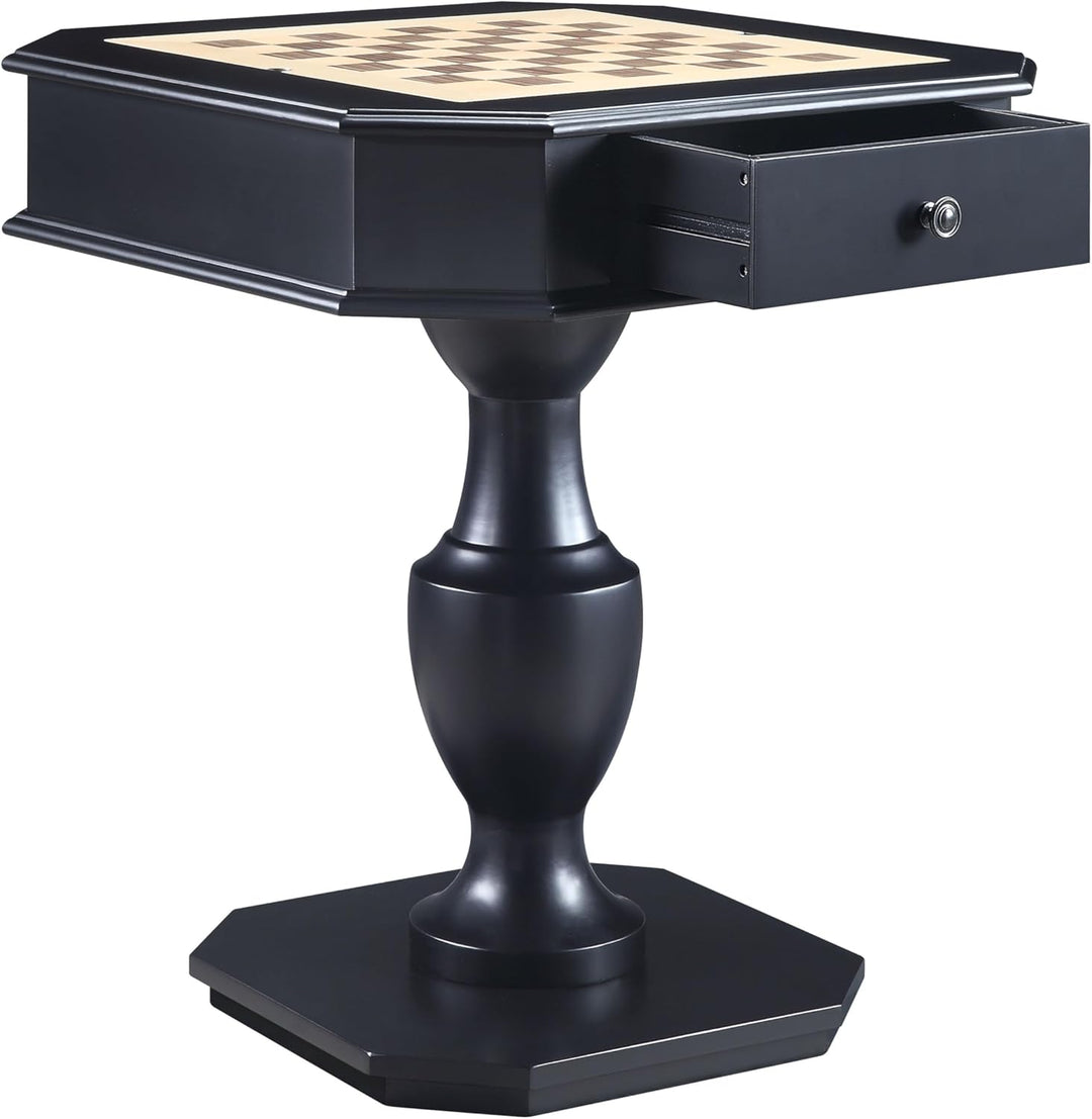 Reversible Chess Checker Game Table w/Backgammon Game Tray (Black)