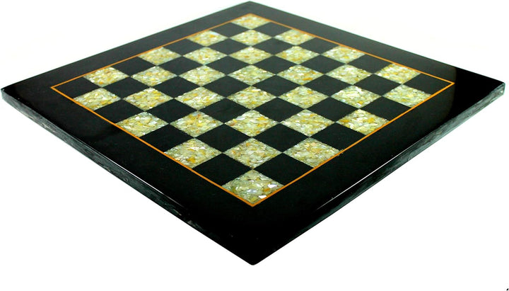 Collectible Black Marble and Mother of Pearl (MOP) Chess Board