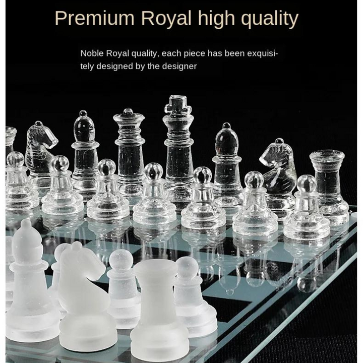 Crystal Chess Pieces with Chessboard | Glass Chess Set