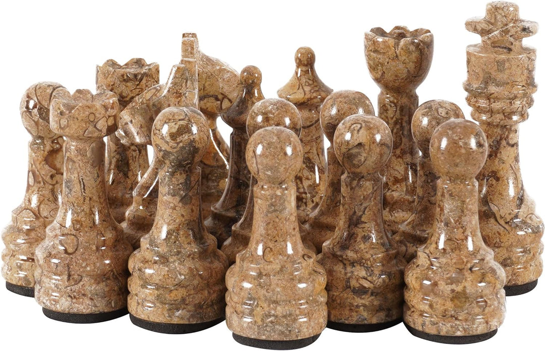 Marble Chess Pieces Black and Coral 3.5 Inch