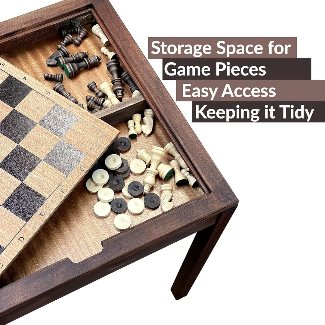 Wooden Chess Table | Chess, Checkers and Backgammon 3 in 1 Combo Game Table