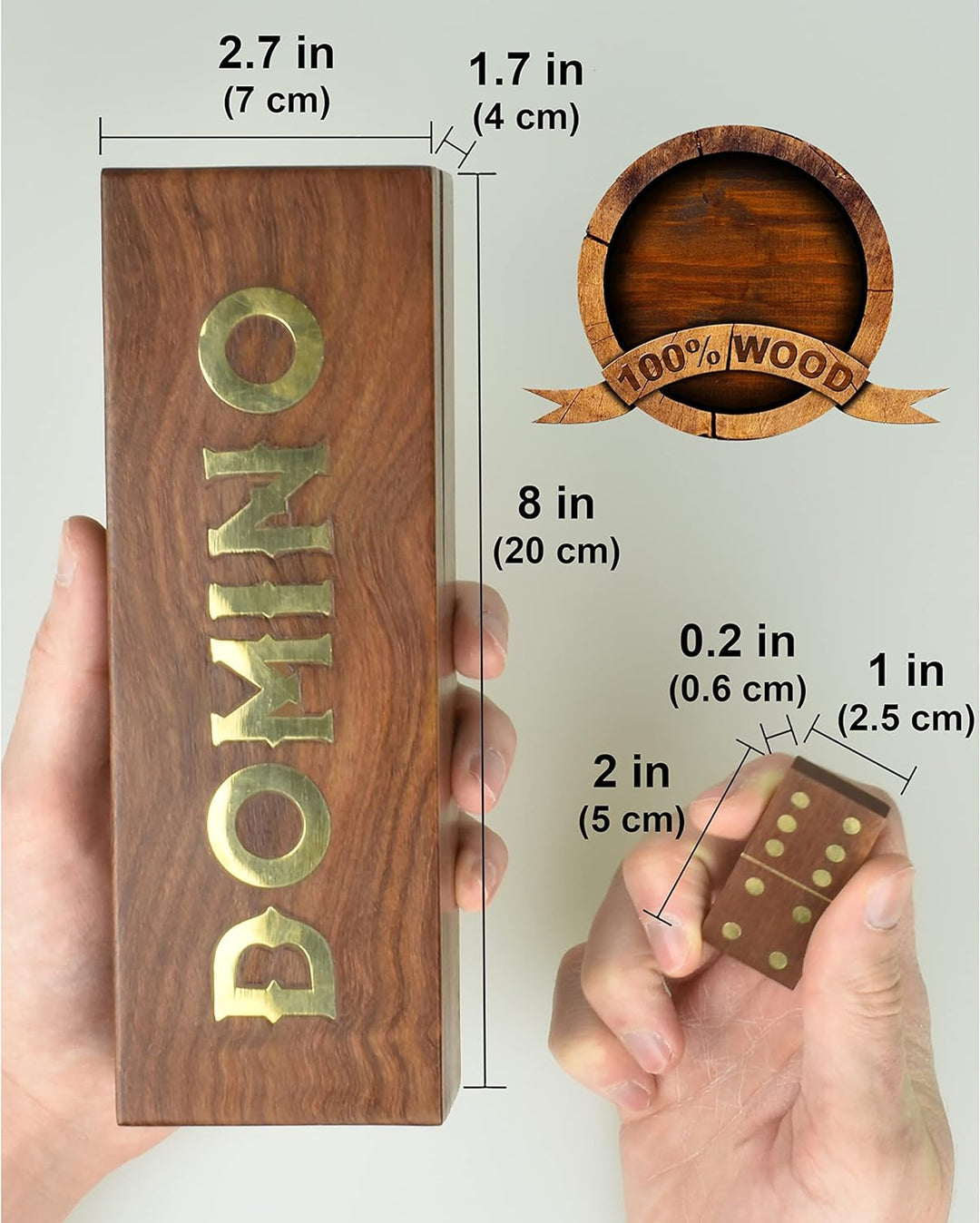 Double Six Standard Dominos Set 28 Tiles with Wooden Case