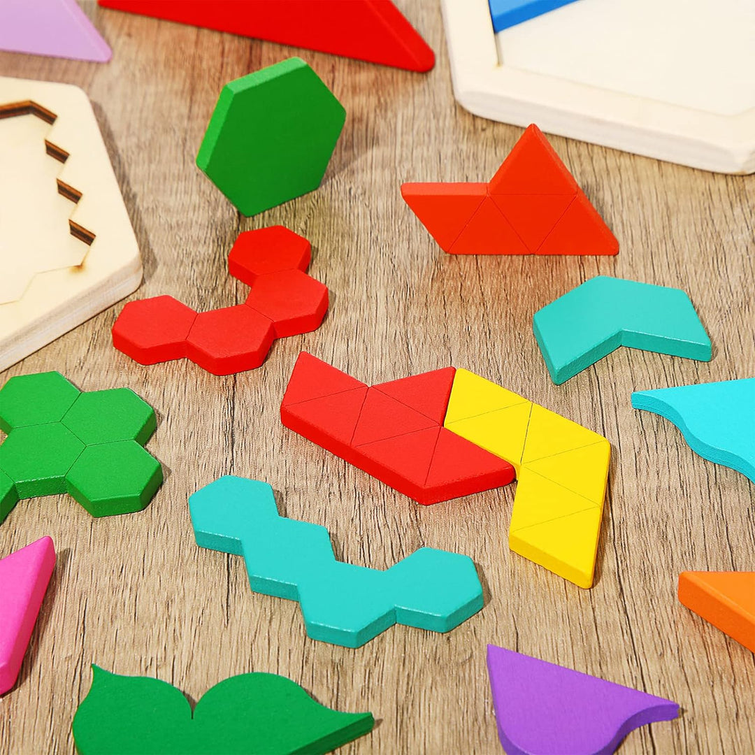 5 Pack Wooden Hexagon Puzzle for Kid