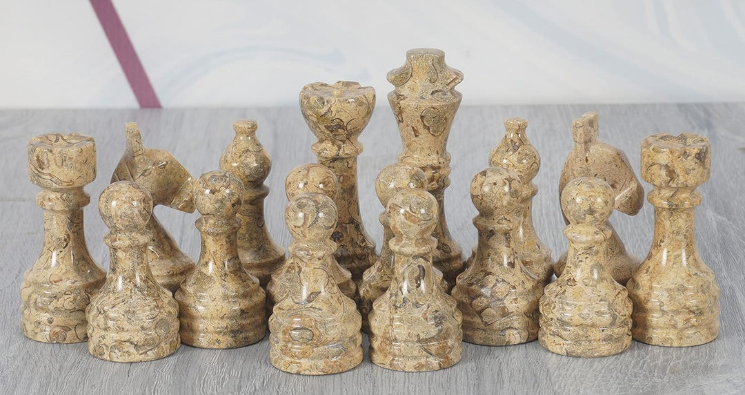 Marble Chess Pieces Red & Coral 3.5 Inch