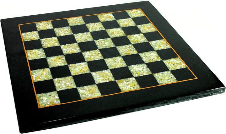 Collectible Black Marble and Mother of Pearl (MOP) Chess Board