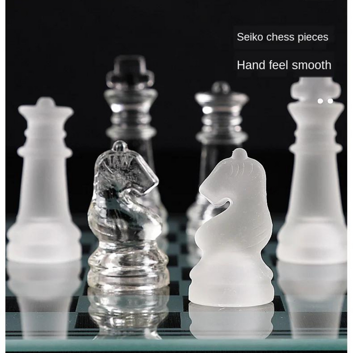 Crystal Chess Pieces with Chessboard | Glass Chess Set