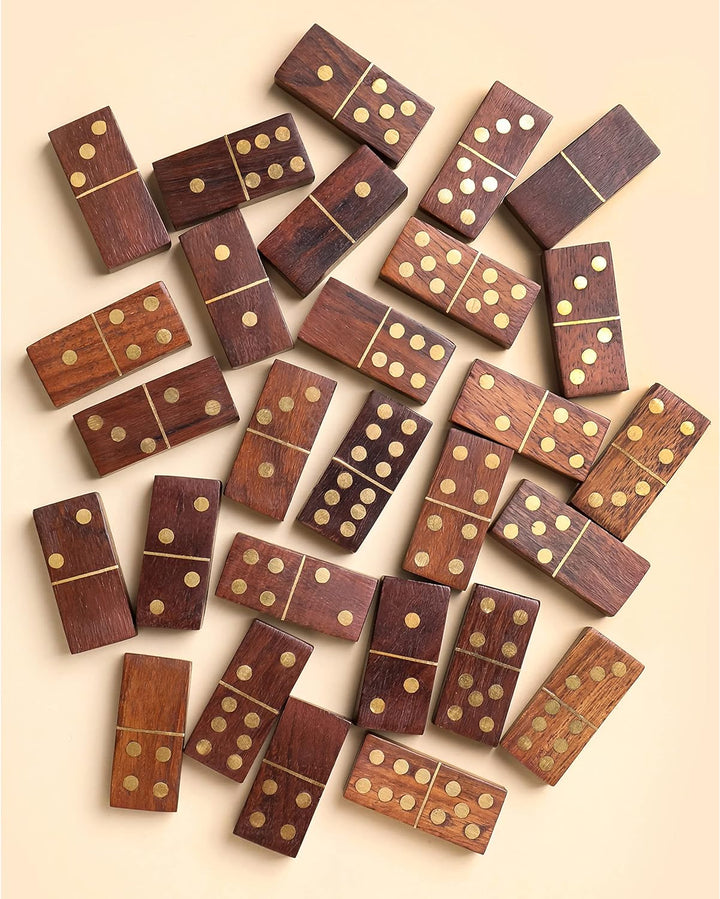 Double Six Standard Dominos Set 28 Tiles with Wooden Case
