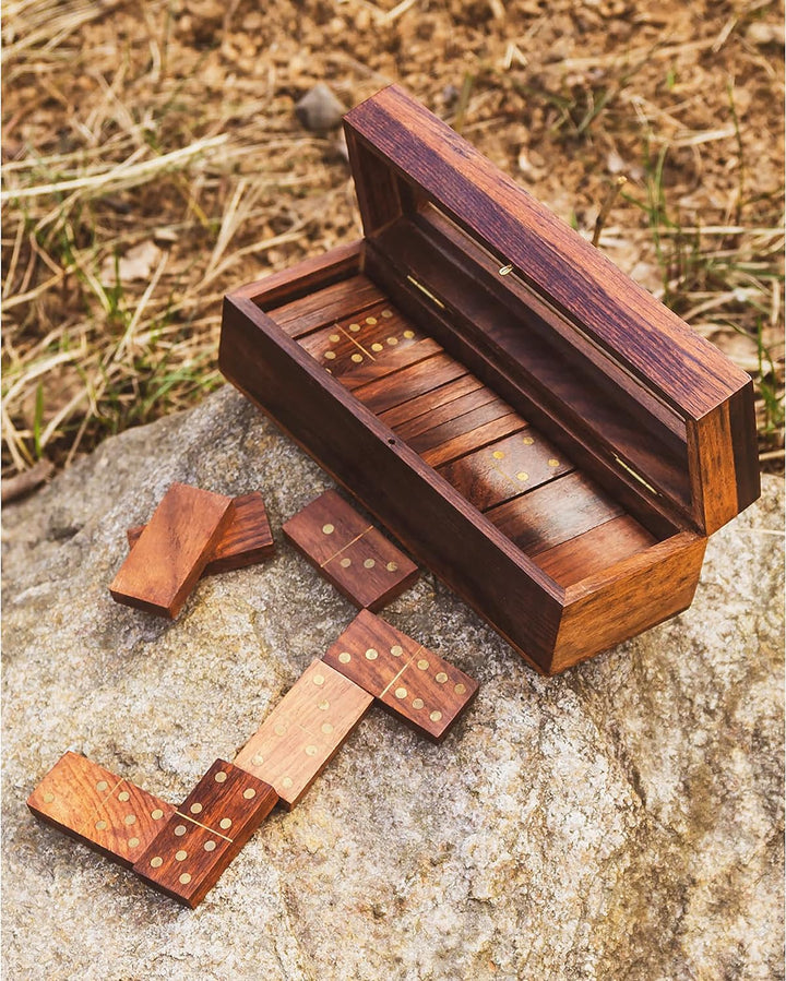 Double Six Standard Dominos Set 28 Tiles with Wooden Case