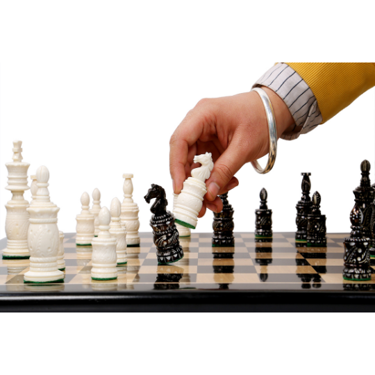The Barley Corn Carved Camel Bone Chess Pieces