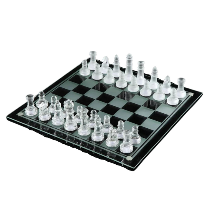 Crystal Chess Pieces with Chessboard | Glass Chess Set