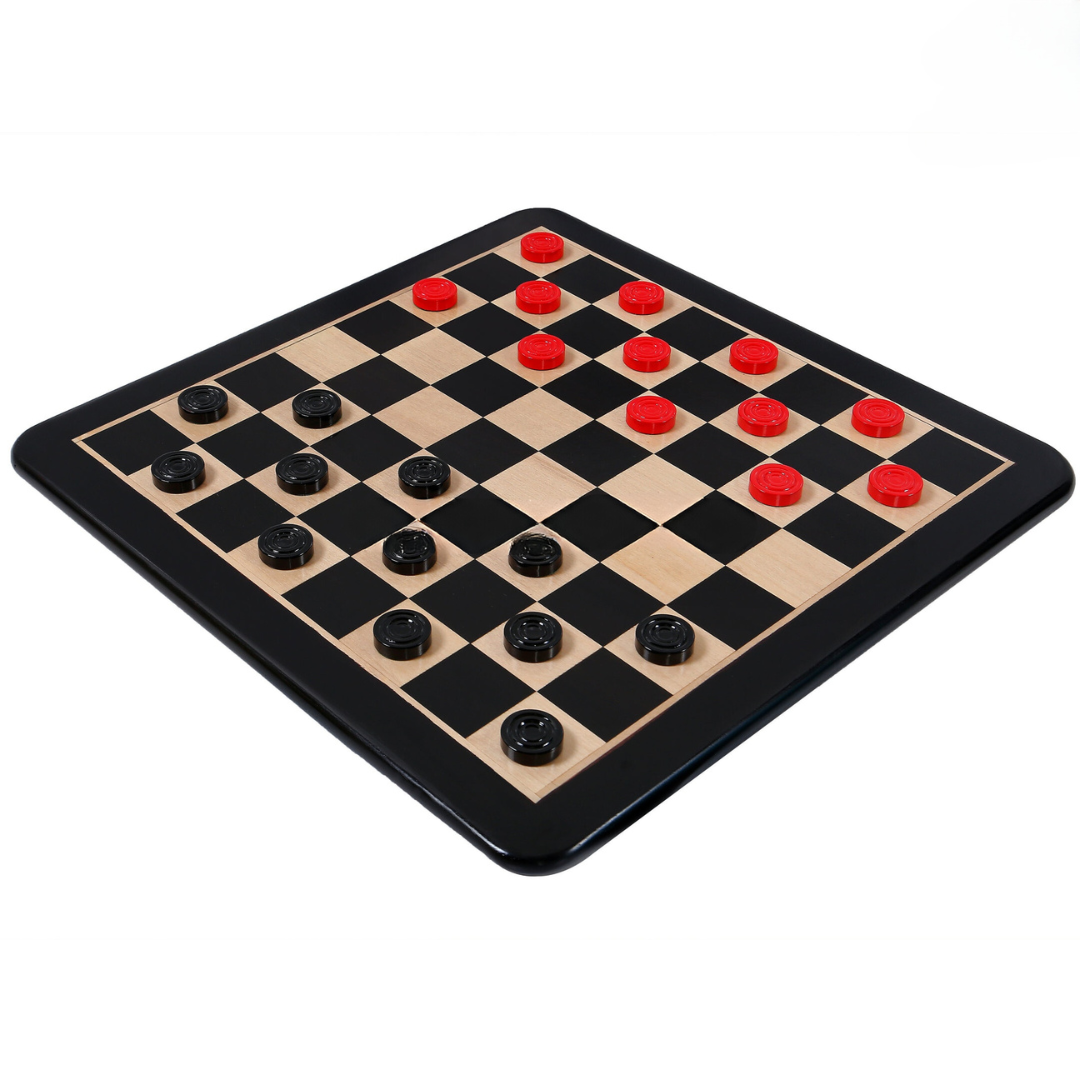 Wooden Checkers / Draught Set in Stained Boxwood - 30mm