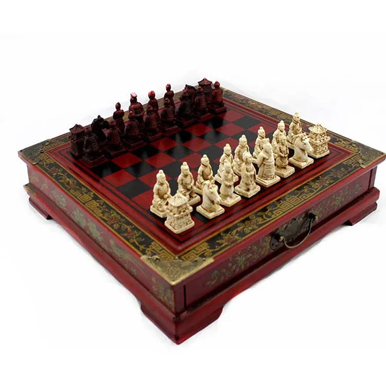 Chess Set | Classic Terracotta Warriors Retro Chess Wooden Chessboard