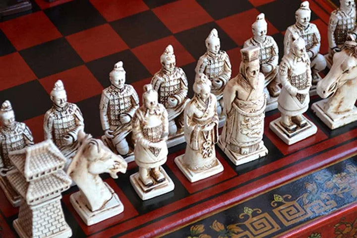 Chess Set | Classic Terracotta Warriors Retro Chess Wooden Chessboard