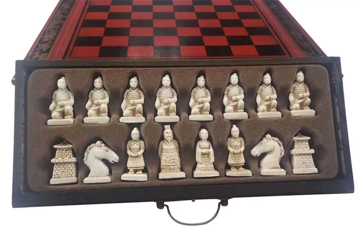 Chess Set | Classic Terracotta Warriors Retro Chess Wooden Chessboard