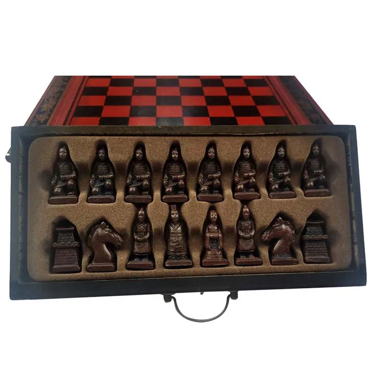 Chess Set | Classic Terracotta Warriors Retro Chess Wooden Chessboard