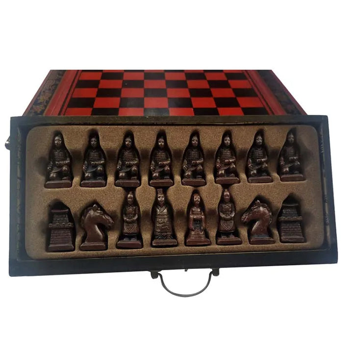 Chess Set | Classic Terracotta Warriors Retro Chess Wooden Chessboard