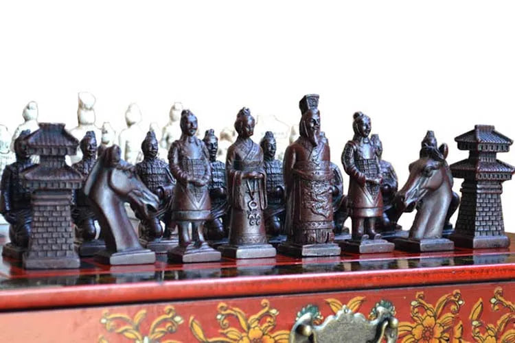 Chess Set | Classic Terracotta Warriors Retro Chess Wooden Chessboard