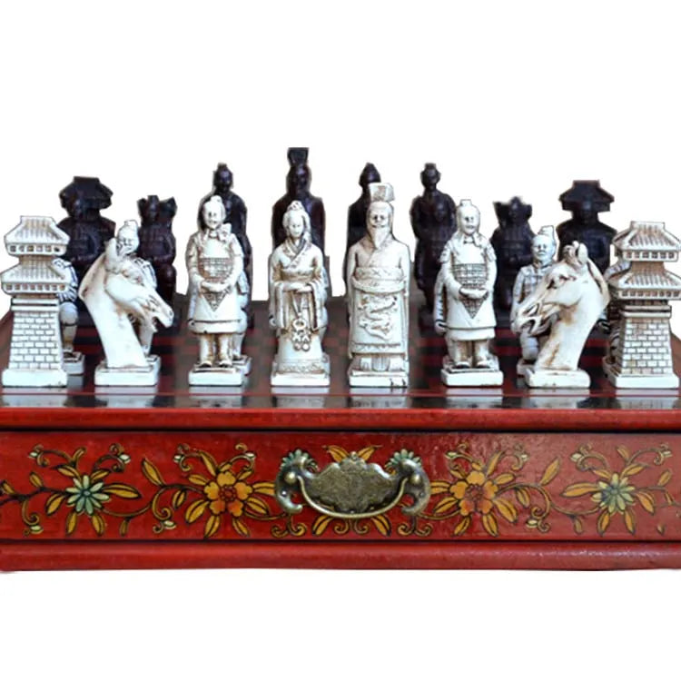 Chess Set | Classic Terracotta Warriors Retro Chess Wooden Chessboard