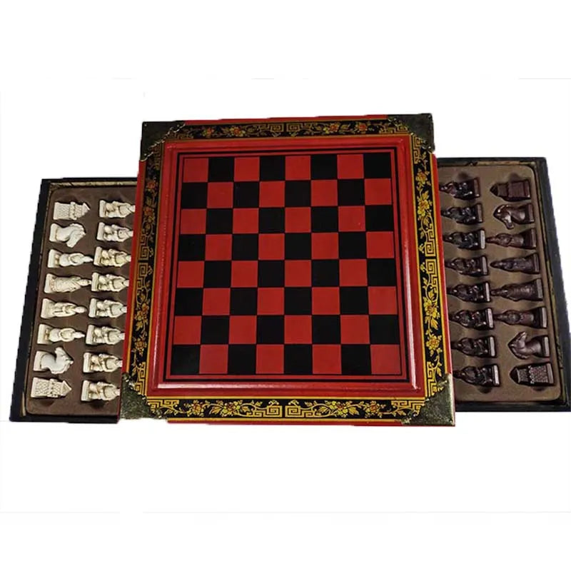 Chess Set | Classic Terracotta Warriors Retro Chess Wooden Chessboard