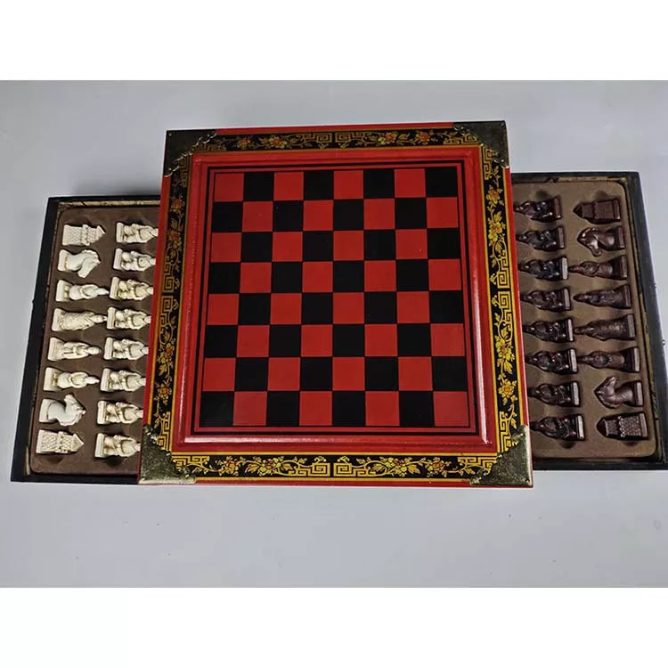 Chess Set | Classic Terracotta Warriors Retro Chess Wooden Chessboard