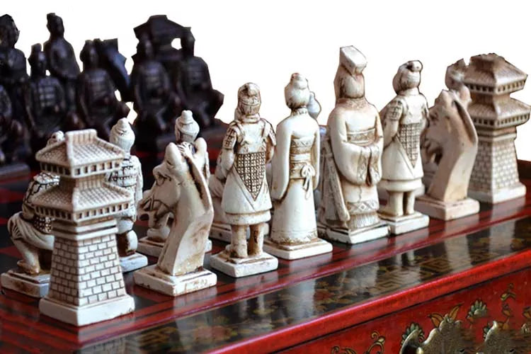 Chess Set | Classic Terracotta Warriors Retro Chess Wooden Chessboard