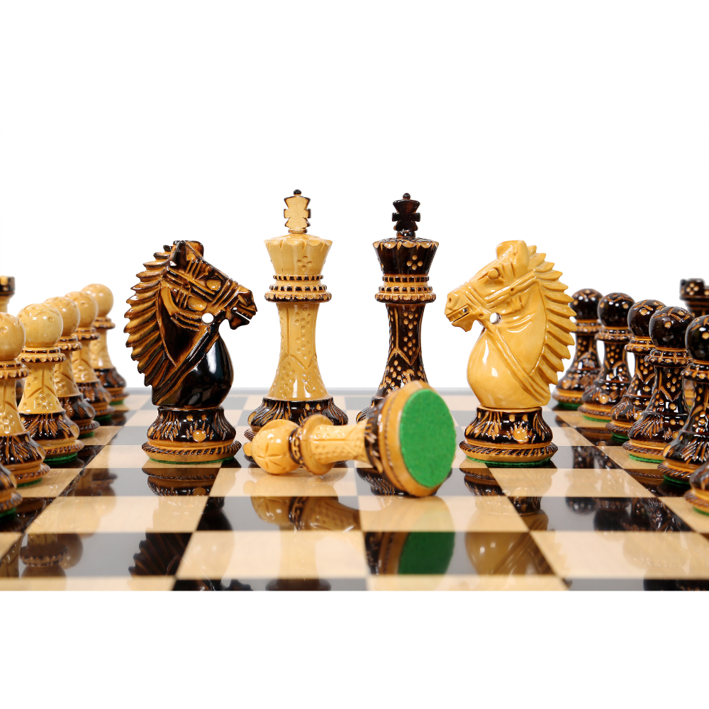 Chess Pieces French Staunton | Staunton | 99 mm | Boxwood & Ebonized Wood