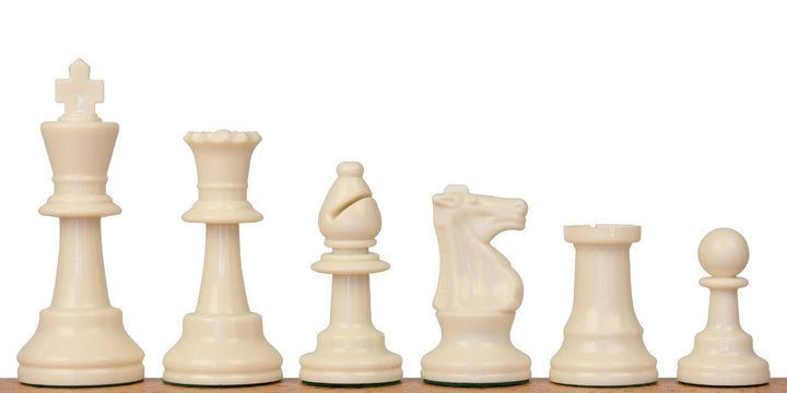 Standard Club Easy-Carry Plastic Chess Set Black & Ivory Pieces with Vinyl Rollup Board - Black