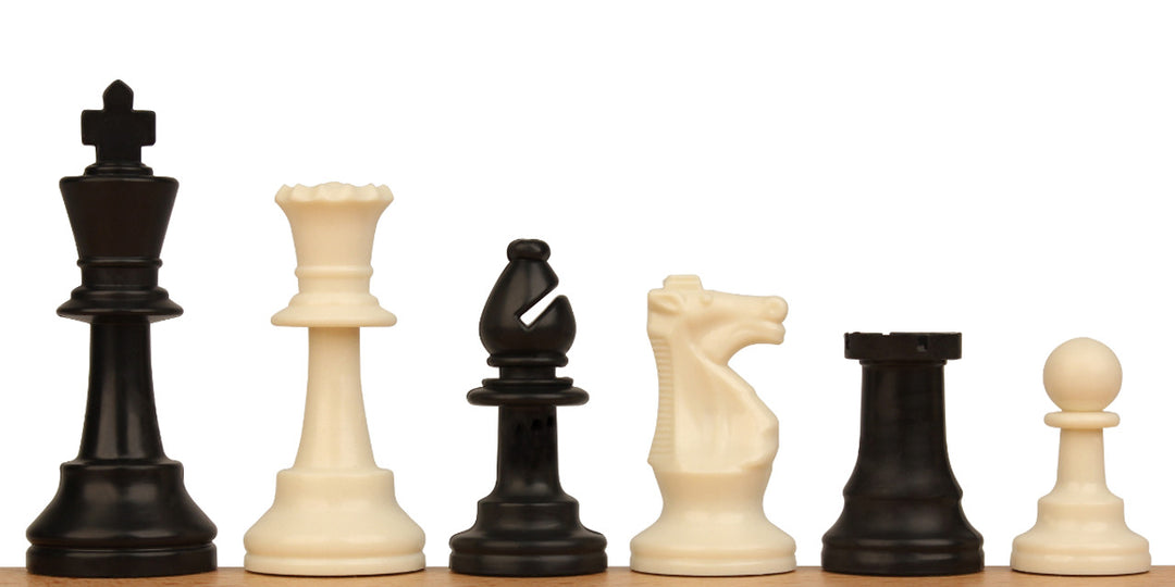 Analysis Size Standard Club Plastic Chess Pieces Black & Ivory