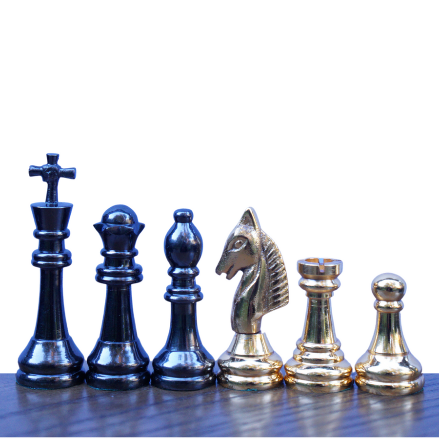 Staunton Style Knight Solid Brass Chess Set - Chess'n'Boards