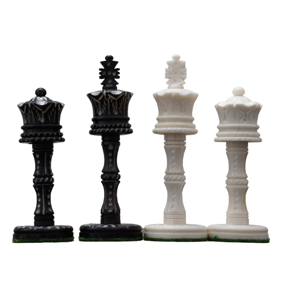 3.6" Camel Bone Chess Pieces Only Set - Pre Staunton Victorian Era Series - Chess'n'Boards