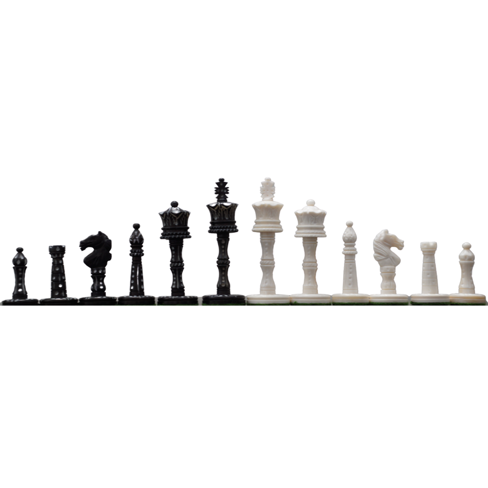 3.6" Camel Bone Chess Pieces Only Set - Pre Staunton Victorian Era Series - Chess'n'Boards