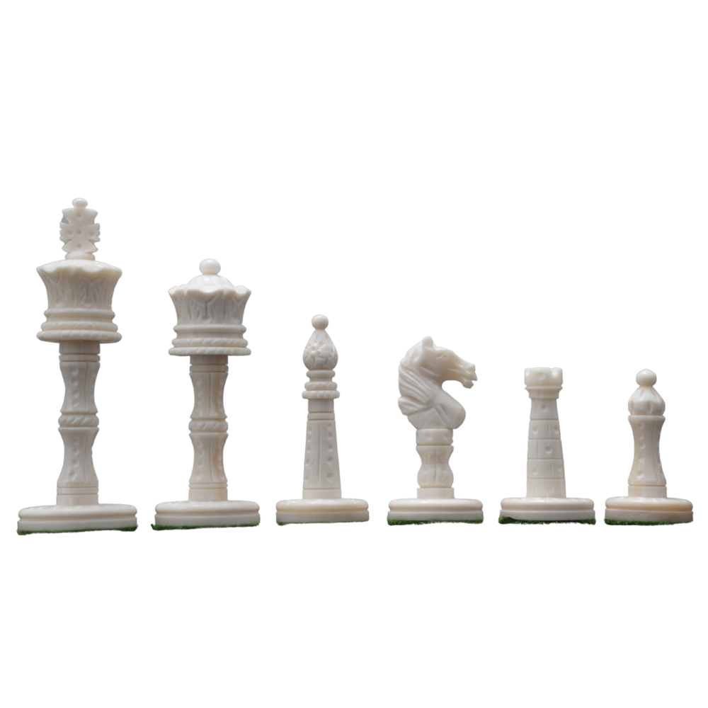 3.6" Camel Bone Chess Pieces Only Set - Pre Staunton Victorian Era Series - Chess'n'Boards