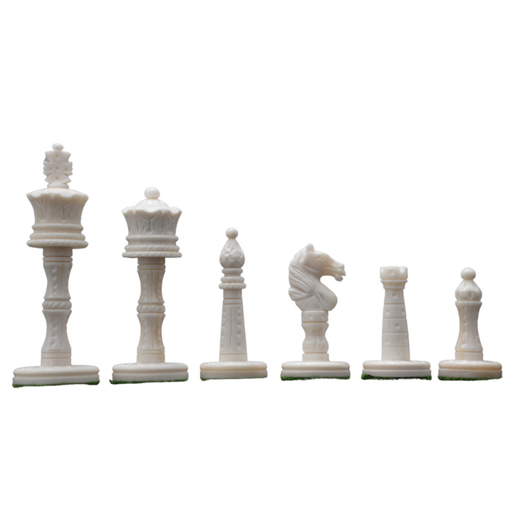 3.6" Camel Bone Chess Pieces Only Set - Pre Staunton Victorian Era Series - Chess'n'Boards