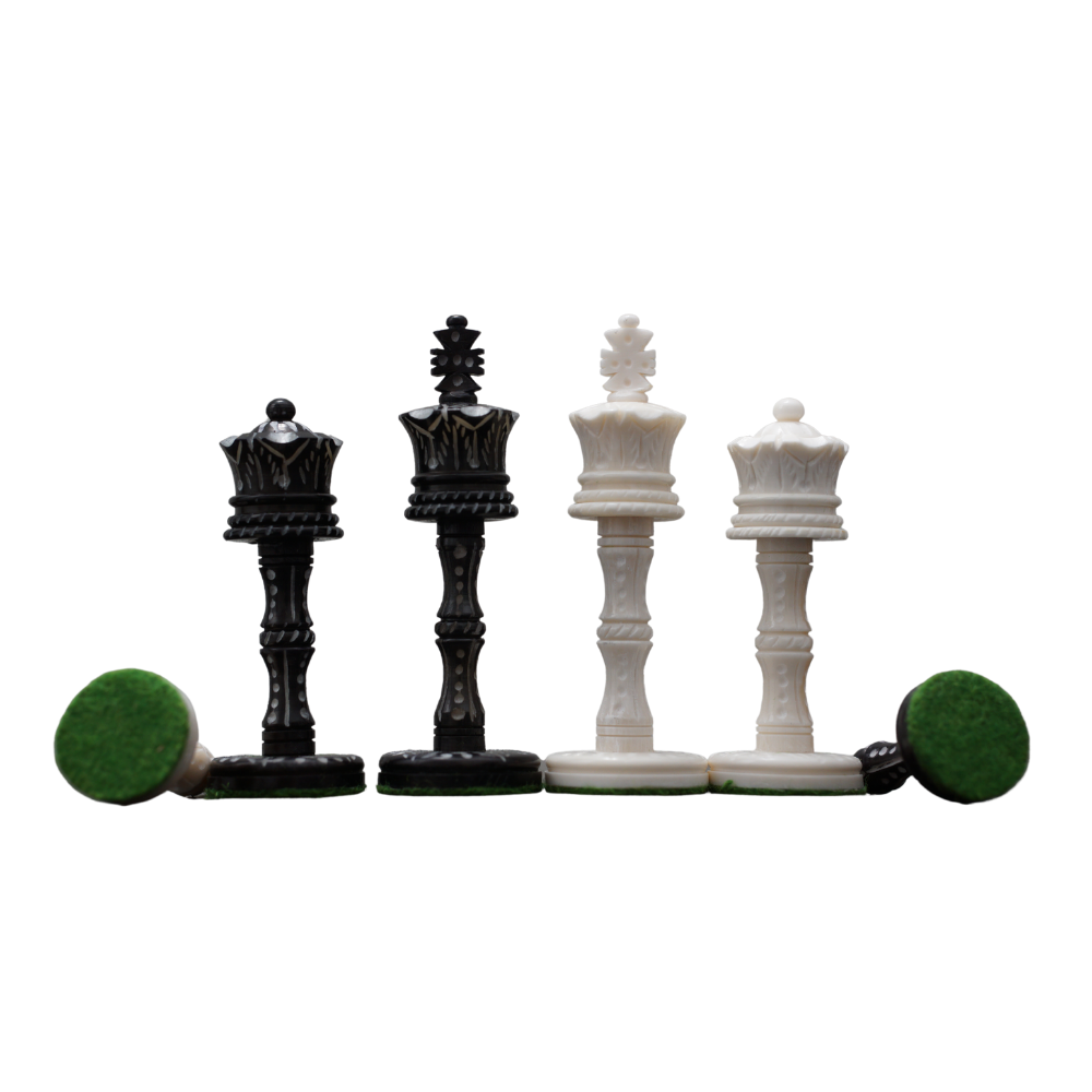 3.6" Camel Bone Chess Pieces Only Set - Pre Staunton Victorian Era Series - Chess'n'Boards