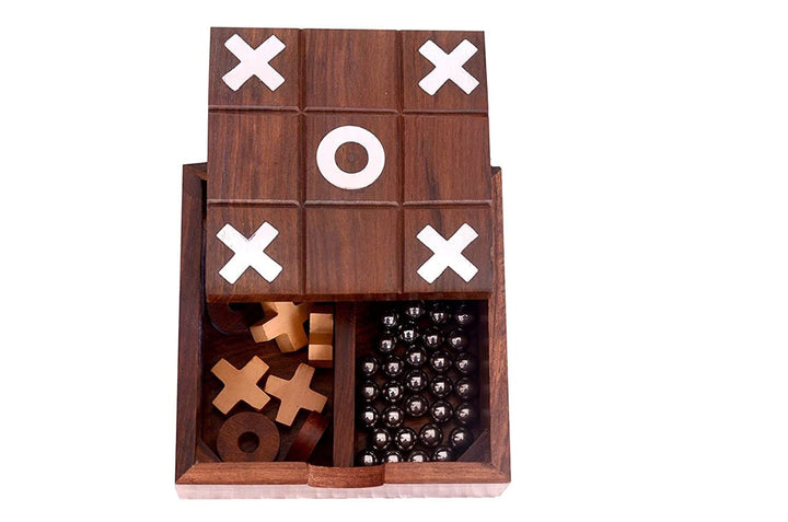 Wooden Solitaire Board Game and Tic-Tac 2 in 1 Game - Chess'n'Boards