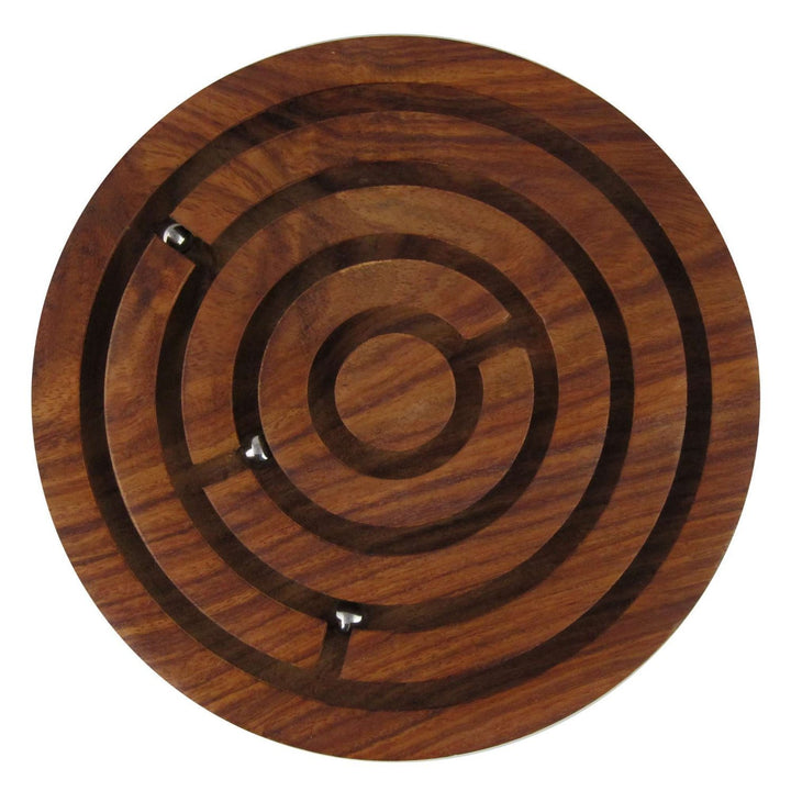 Handcrafted Wooden Round Labyrinth Ball Maze Puzzle Board Game - Chess'n'Boards